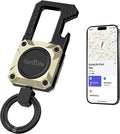Keychain, Works with Apple Find My, Heavy Duty Key Chain Bottle Opener, Carabiner Car Key Chains with GPS Tracker, Key Finder, Bluetooth Tracker for Luggage, Kids, Bags, Rechargeable, Champagne Gold