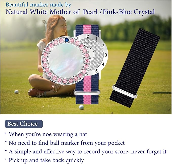 Golf Ball Marker with Golf Stroke Counter Bracelet, Pearl Crystal Ball Marker, Golf Accessories, Golf Gifts, Golf Counters for Women