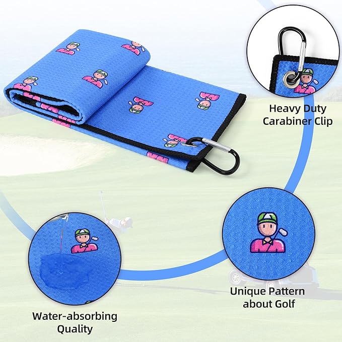 Mile High Life Printed Golf Towel(16"x24"), Brush Tool Kit, Divot Repair Tool, Microfiber Towel，Brush with 2FT Retractable Cord, Repair Tool w Magnetic Golf Ball Marker