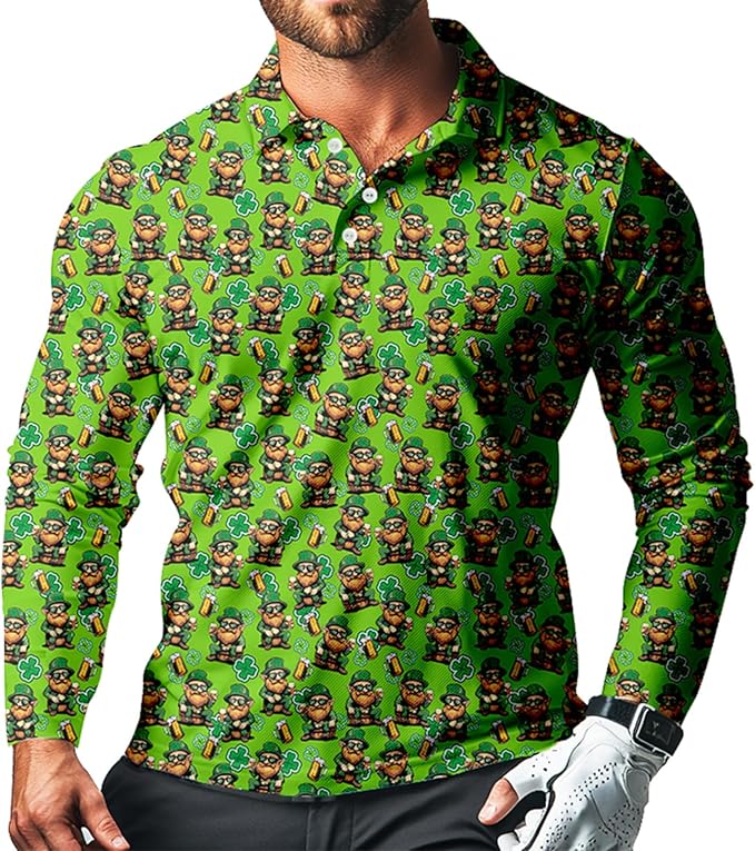 Men's Long Sleeve Golf Shirt Quick Dry 3 Button Work Fishing Outdoor Casual Collar Shirt