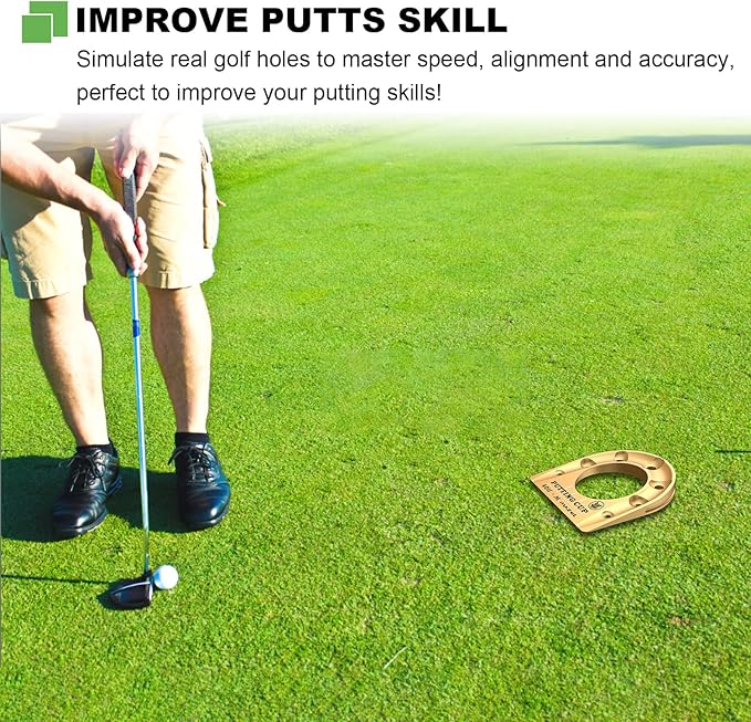 MAZEL Golf Putting Cup Hole Accuracy Trainer - Anodized Milled Aluminum Alloy Putting Training Aid for Indoor Outdoor Practice, with Carry Bag