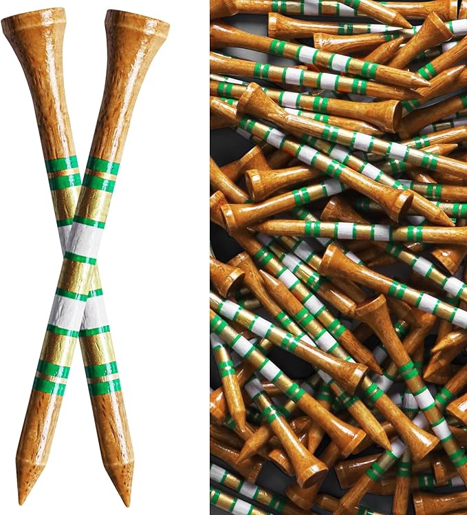 FINGER TEN Golf Tees Wood for Men Wooden Tee 1 1/2 2 3/4 3 1/4 Inch Western Birch Value 100 Pack, Reduce Friction Spin Tall Sturdy Base for Stability Long-Lasting Durability