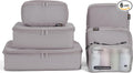 6 Set Compression Packing Cubes for Travel, Large Medium Small Luggage Organizers, Storage Bags for Clothes and Essentials (6 Pack, Misty Silver)