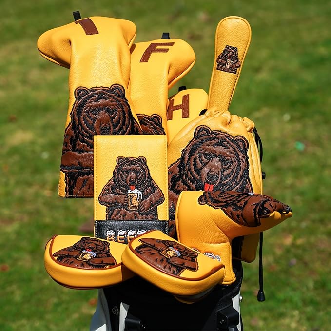 Golf Scorecard Holder & Yardage Book Cover, Golf Accessories Black Premium Leather Yardage Book Holders Cover