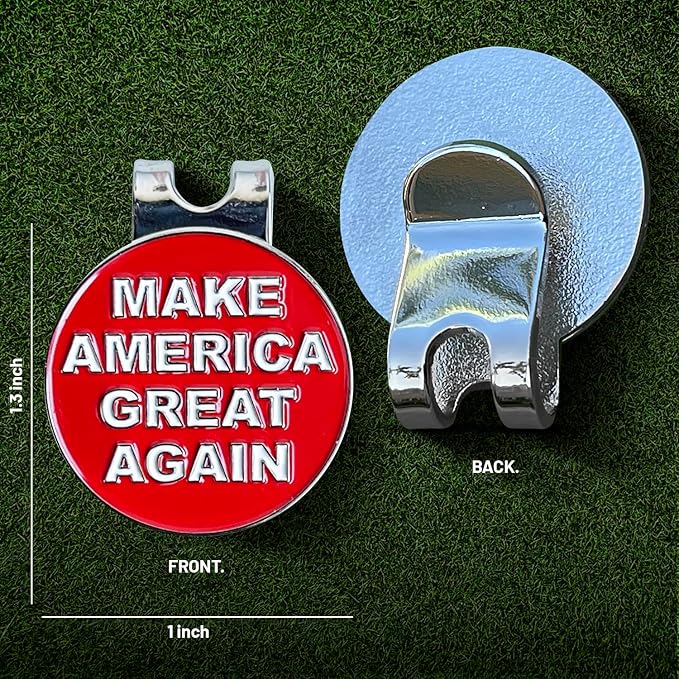 wolph American Golf Ball Marker - Magnetic Hat Clip – Funny Golf Gifts, Golf Accessories for Men Women – Premium Iconic Red, Easy to Spot