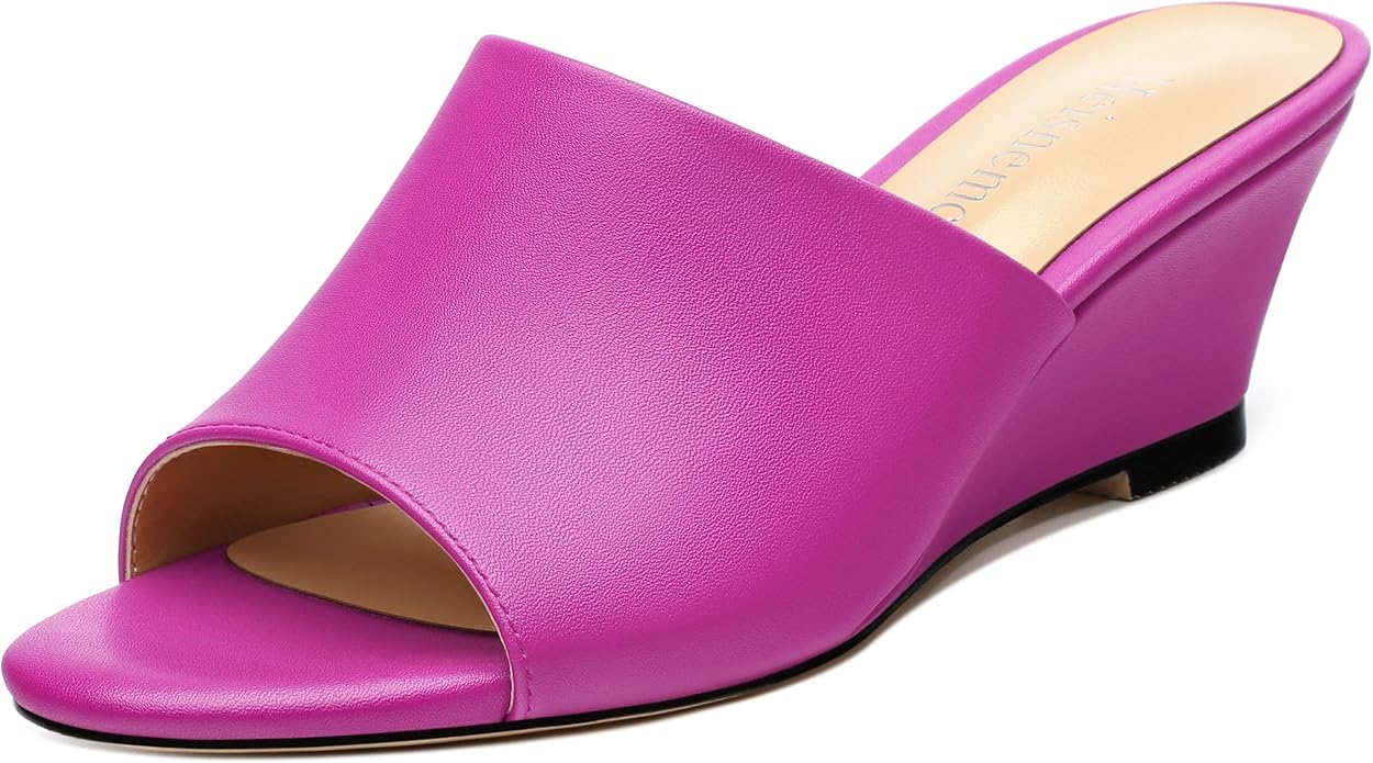 Wedge Sandals for Women Open Toe Wedge Heels Womens Matte High Heel Sandal Round Toe Heeled Wedge Sandals Slip on Casual shoes 2 inch
