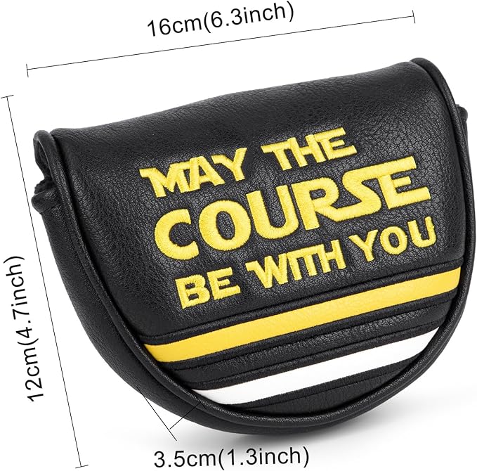 Golf Mallet Putter Cover, May The Course Be with You Magnetic Closure Premium Leather Headcovers Golf Mallet Putter Cover Fits for Golf OZ1 MEZZ 1 MEZZ1 MAX Putter
