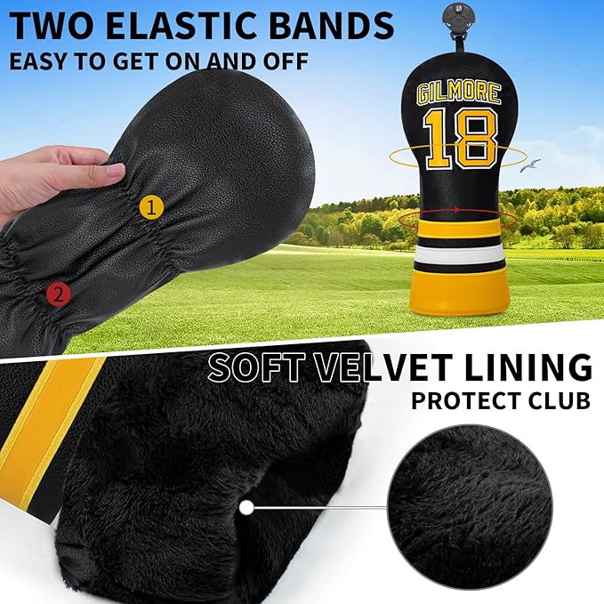 Golf Headcovers Golf Club Headcovers Sports Style Number 18 Premium Leather Driver Fairway(FW) Wood Hybrid(UT), Golf Blade Mallet Putter Cover