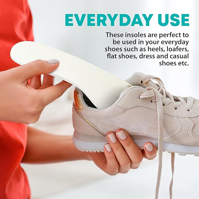 Shoe Filler Insert - Full Length Daily Latex Foam Shoe Inserts, Shoe Insoles for Shoes That are Too Big, 3 Pairs (EU 20-27, US Kids 5-10)