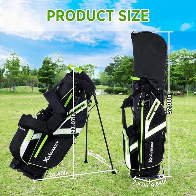 Golf Stand Bag, Lightweight Golf Bag with 8-Way Top Dividers, Golf Bag for Men & Women with Adjustable Dual Strap, Rain Cover, Cooler and Golf Accessory Kit