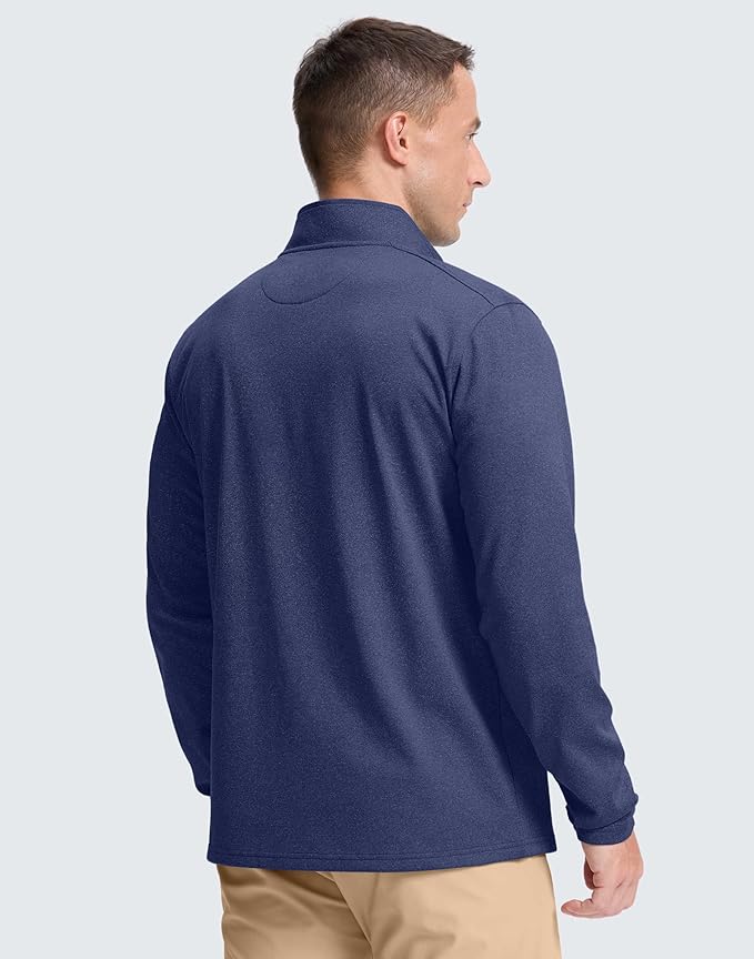 Obla Golf Quarter Zip Pullover Men Fleece Mock Neck Sweatshirt Winter Warm 1/4 Zip Long Sleeve Golf Shirt