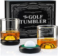 Golf Whiskey Glass Set | Golf Ball Shot Glasses | 12 oz Whiskey Glasses | Gifts for Golfers | Cool Stuff for Golfers | Birthday Gifts for Men and Women | Uncle Gift | Whiskey Presents for Golfer