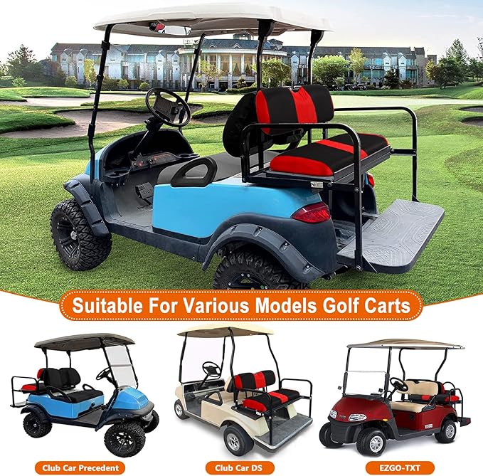 Universal Golf Cart Rear Seat Cover Dress Up for Older Golf Carts - Durable, Breathable Material, Fits Like a Glove for EZGO, Club Car and Yamaha, Easy to Install, Red