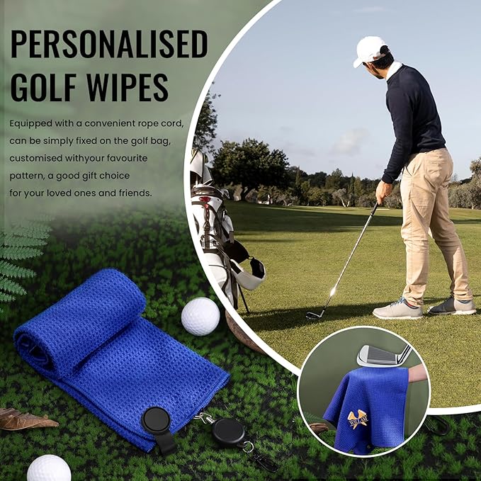 Personalized Golf Towel Custom Golf Towels for Golf Bags with Embroidery Initial Name Magnetic Golf Towel Microfiber Golf Towels with Clip Gifts for Golfers Men Women 16"x 24" (Blue)