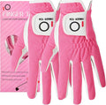 FINGER TEN Womens Golf Glove Right Handed Golfer Left Hand Rain Grip Hot Wet All Weather Value 2 Pack, Golf Gloves Breathable Flexible for Ladies Women