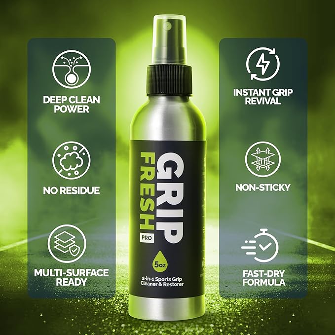 Grip Spray – 2-in-1 Golf Club Cleaner & Restorer for Basketball Shoe Soles, Soccer Gloves, Baseball Bats, Tennis & Pickleball – 5oz