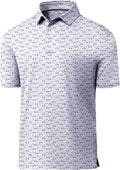 JACKETOWN Mens Polo Shirts Short Sleeve Print Dry Fit Performance Moisture Wicking Casual Collared Golf Shirts