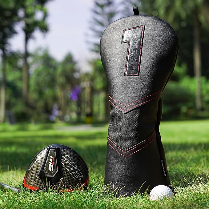 Craftsman Golf Club Cover Driver Head Cover Golf Headcover Premium Solid Black Leather Driver Headcovers for Golf Clubs