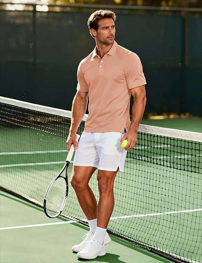 MAGCOMSEN Men's Polo Shirts 3 Buttons Casual Work T Shirts Quick Dry Short Sleeve Golf Shirt Pique Jersey Outdoor Performance