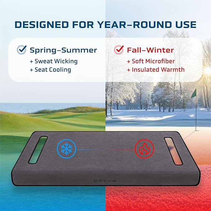 Dryva Waterproof Golf Cart Seat Cover – EZGO TXT RXV/Club Car DS Precedent – Non-Slip, Washable Microfiber Seat Towel – 2/4 Person Seats, All Weather