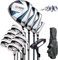 PGM 18 Pieces Men’s Golf Club Set 12pcs Clubs – Titanium #1 Driver, Draw-Biased Hybrid, High-Strength Irons, Forgiving Putter, Stand Bag with 5 Head Covers