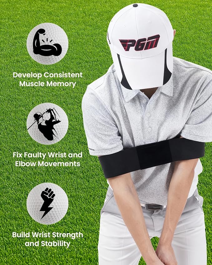 Golf Training Aid Kit Included 2 Elastic Golf Swing Band & 2 Wrist Correction Trainer Arm Posture Corrector Golf Swing Trainer Set Accuracy Wrist Angle for Beginners Men Women