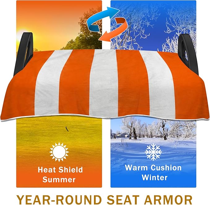 YOKYHOM Golf Cart Seat Covers, Orange Golf Cart Seat Towel Blanket Keeps Seat Comfortable and Clean, 100% Microfiber, 51''x 31'', for EZGO, Yamaha, Club Car and More 2-Seat Golf Carts
