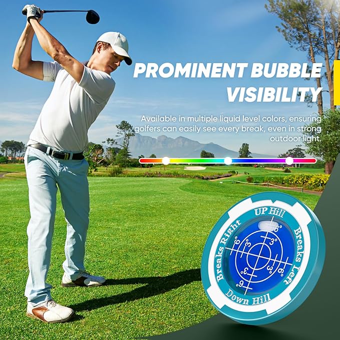 GreenNav Pro-High Precision Golf Green Reader & Golf Ball Marker with Horizontal Bubble Level, Essential Slope & Putt Line Reading Aid, Golf Accessories for Men Women