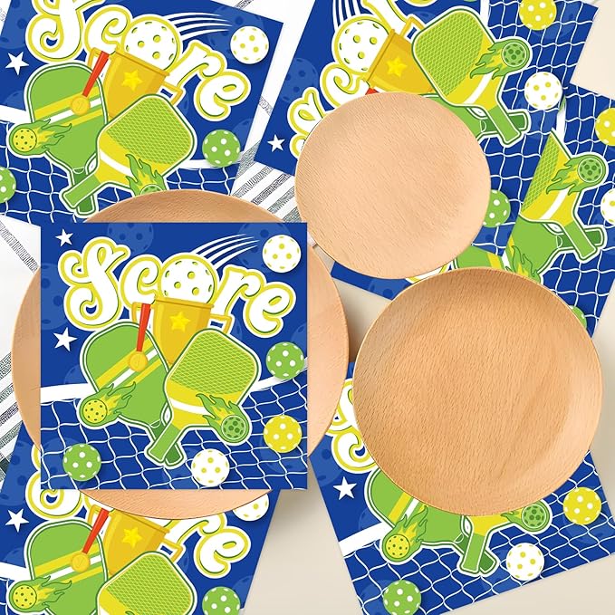 Pickleball Party Napkins Decorations, Disposable Paper Pickleball Napkins Supplies Pack of 50, Sports Baby Shower Birthday Party Decor Size 6.5 Inch
