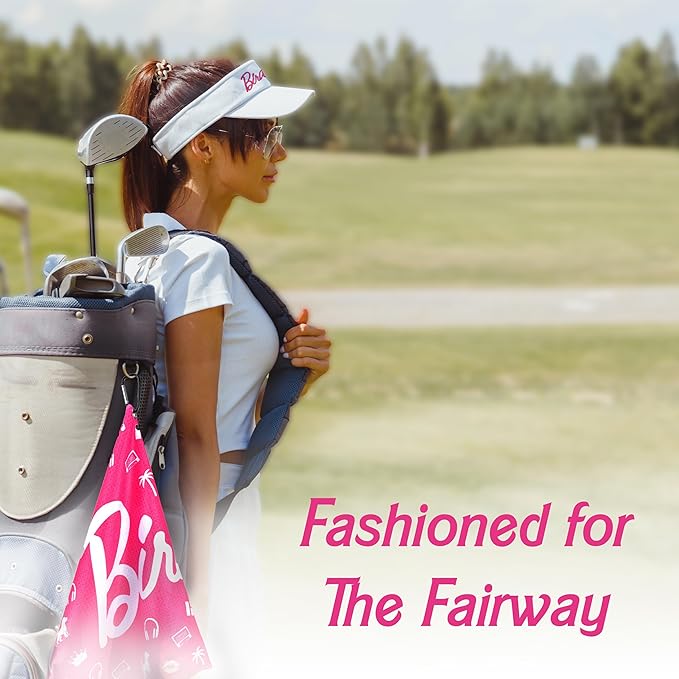 Shanker Golf - Birdie Pink Golf Towel - Funny Microfiber Waffle Women's Golf Towel - Funny Joke Logo - Perfect Ladies Golf Gift