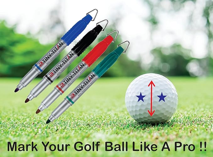 Tiny-Titan Mini Markers, Mini Markers, Keychain Clip, Golf Ball Marker, Clip On Nurse's Badge - Mini Markers - RED Ink - Fine Point - 4 Pens Per Pack