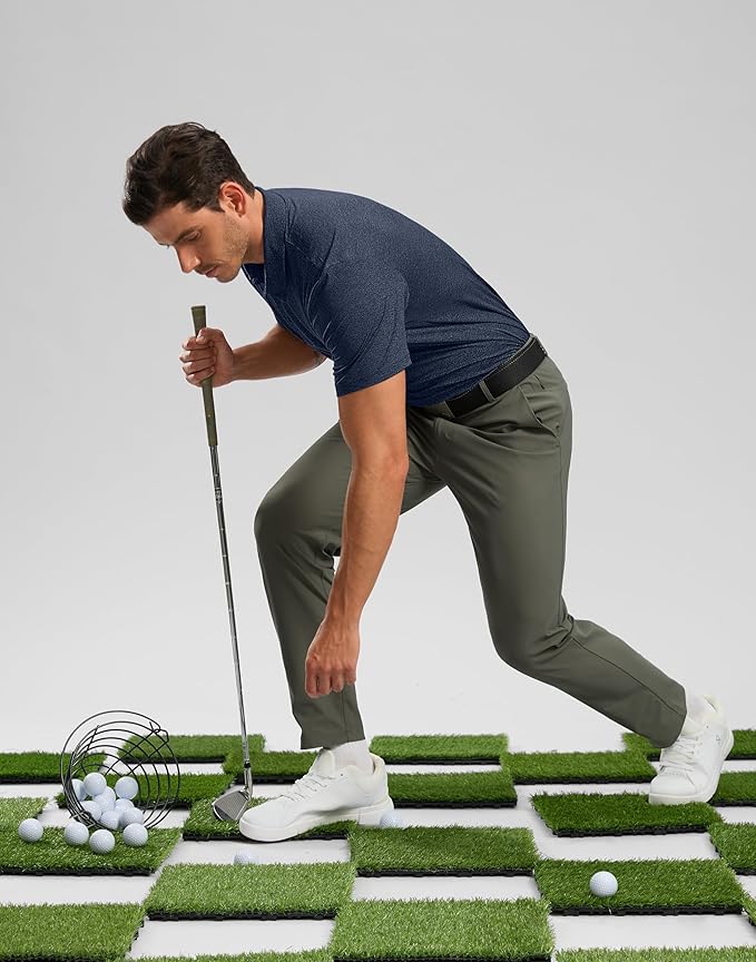 Golf Shirts Heather Polo Short Sleeve Dry Fit Lightweight Moisture Wicking Collared Shirts Casual Athletic Business