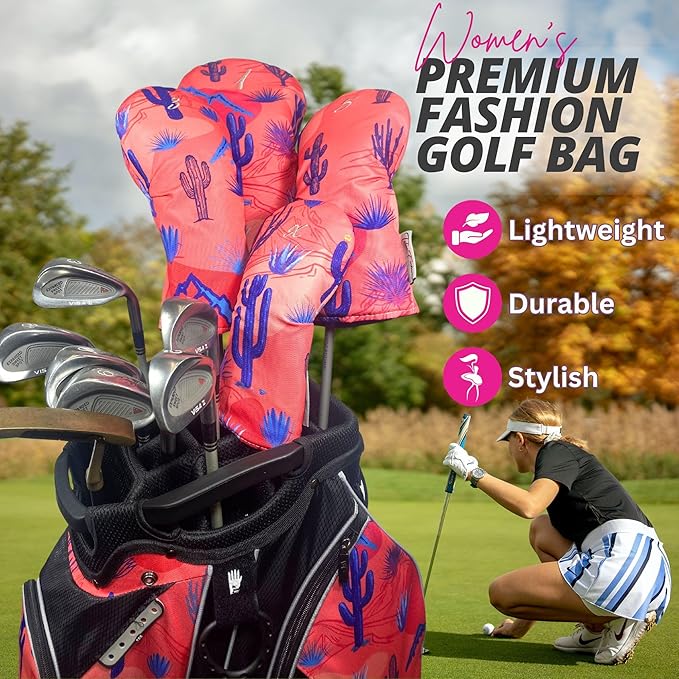 Taboo Fashions Designer Resort Golf Club Covers for Women - Numbered Golf Headcovers Set for Driver, Woods & Hybrid - Weather/Moisture Resistant Protection, Pack of 4