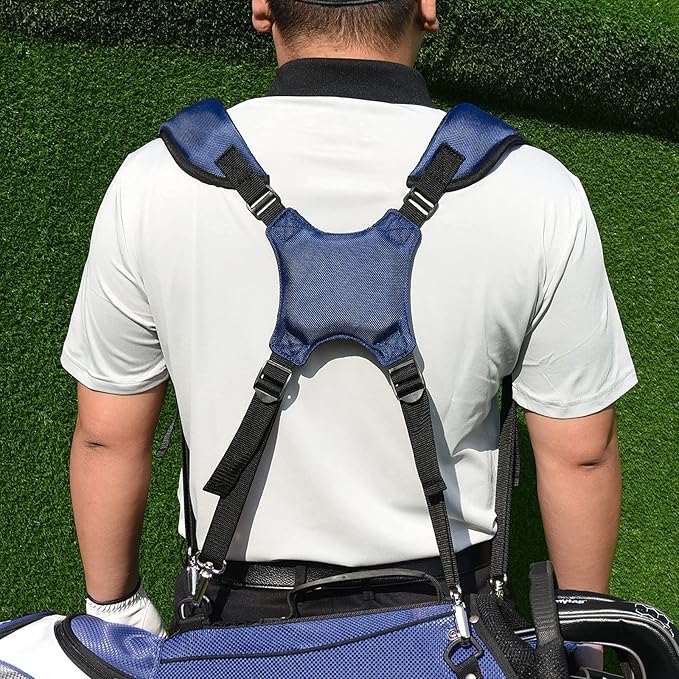 BIG TEETH Golf Bag Strap,Adjustable Padded Bag Strap Replacement,Golf Double Shoulder Bag Straps with 4Pcs Rotate Hooks