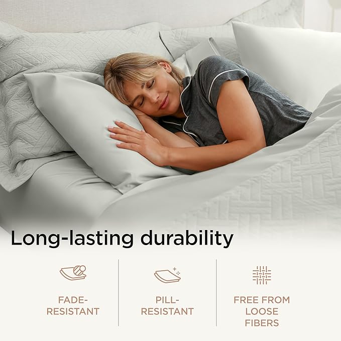 Threadmill Luxury 800 Thread Count Twin 100% Cotton Sheets - Light Grey Sateen Weave Bed-Sheets, Better Than Egyptian Cotton,3 Pc Solid Soft Bedding Set, Fits 15" Deep Pocket
