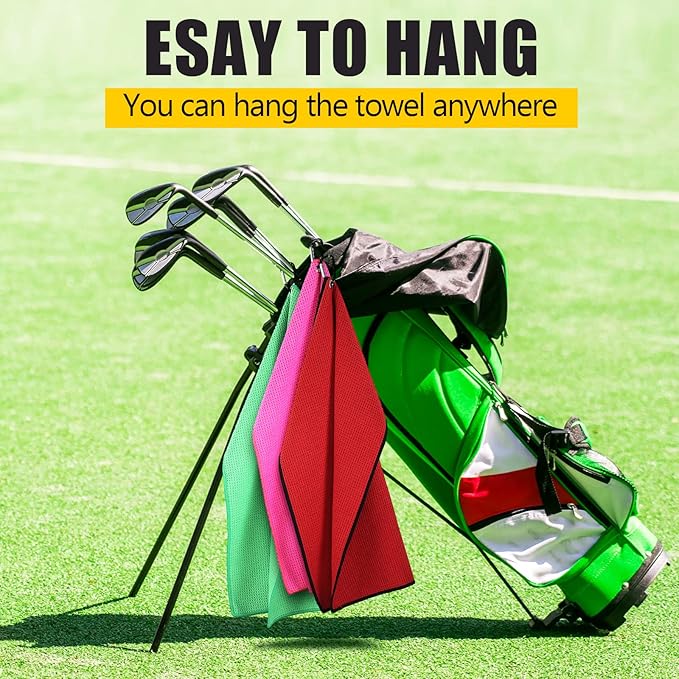 Cindeer 6 Pack Large Golf Towels, 16" x 24" Tri-fold Golf Towels, Microfiber Fabric Waffle Pattern Golfing Towel Portable with Heavy Duty Clip for Golfing Bag Remove Sand Dirt Mud Sweat(Vibrant Color)
