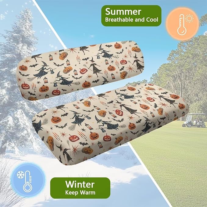 Golf Cart Seat Covers, Universal Fit & Nonskid Bottom Fits for Club Car 2 Person Seats Golf Carts