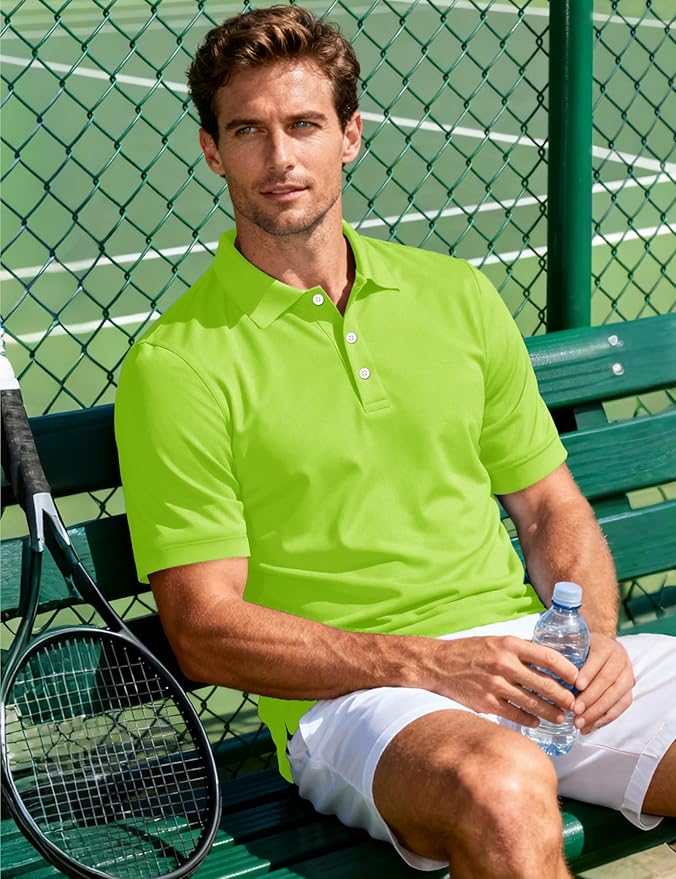 MAGCOMSEN Men's Polo Shirts 3 Buttons Casual Work T Shirts Quick Dry Short Sleeve Golf Shirt Pique Jersey Outdoor Performance