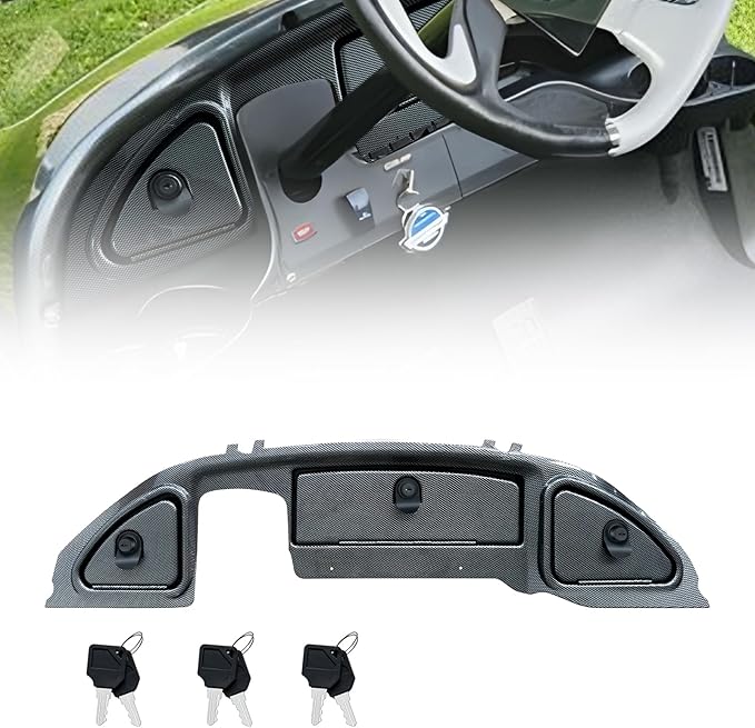 Golf Cart Dash Kit with Locks and Keys for 2008.5-Up Club Car Precedent Tempo Onward Golf Cart, Carbon Fiber Printing Precedent Dash Cover