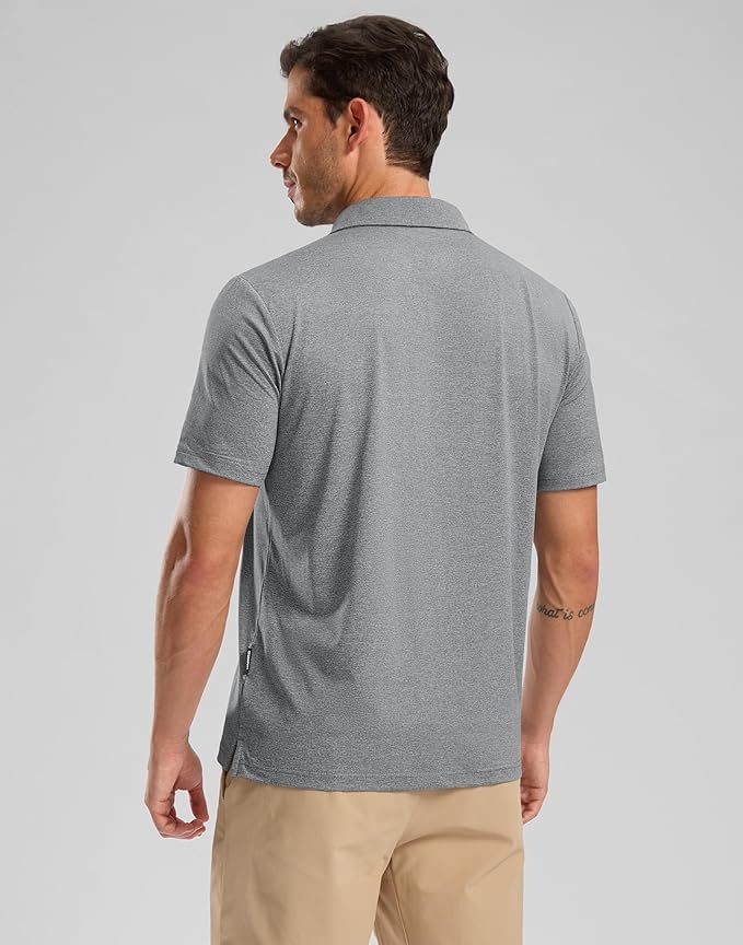 Golf Shirts Heather Polo Short Sleeve Dry Fit Lightweight Moisture Wicking Collared Shirts Casual Athletic Business