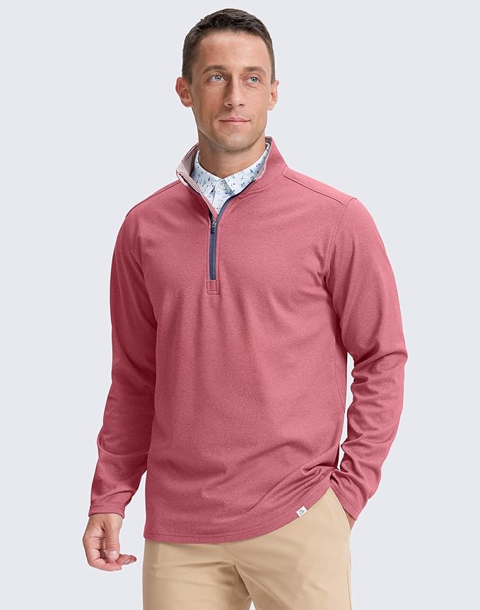 Obla Golf Quarter Zip Pullover Men Fleece Mock Neck Sweatshirt Winter Warm 1/4 Zip Long Sleeve Golf Shirt