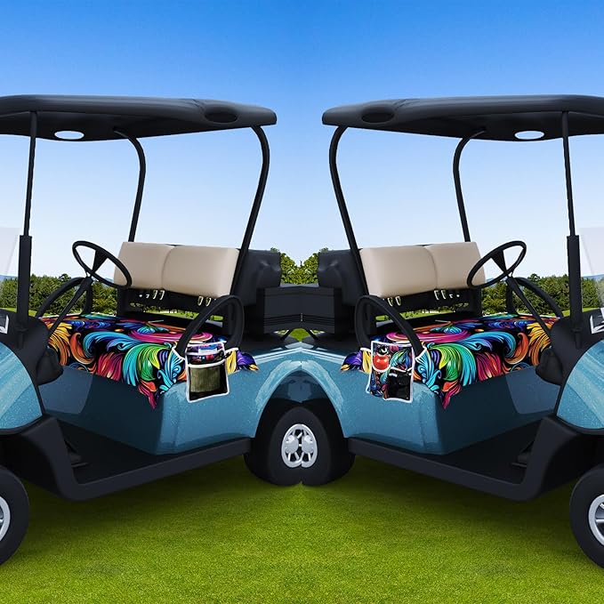 AQQA Golf Cart Seat Covers, Tropical Palm Leaf-Boho-Marble Microfiber Golf Cart Seat Blanket, Golf Blanket, Golf Accessories, Golf Cart Seat Towel Fits All 2-Seat Golf Carts, 55"x 32"