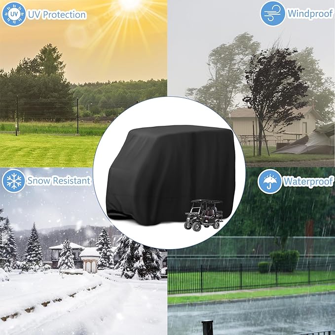 Golf Cart Cover,Waterproof Universal 2/4/6 Passenger Golf Cart Covers, Golf Cart Accessories for Outdoor Storage Protective