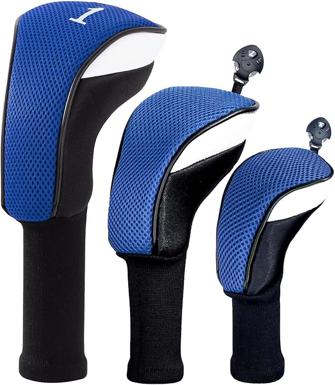 Golf Club Head Cover for Driver Fairway Hybrid 3 Pcs Woods Headcovers, Golf Accessories Head Covers Set with Interchangeable No. Tags 3 4 5 7 X Golf Accessories for Men Women
