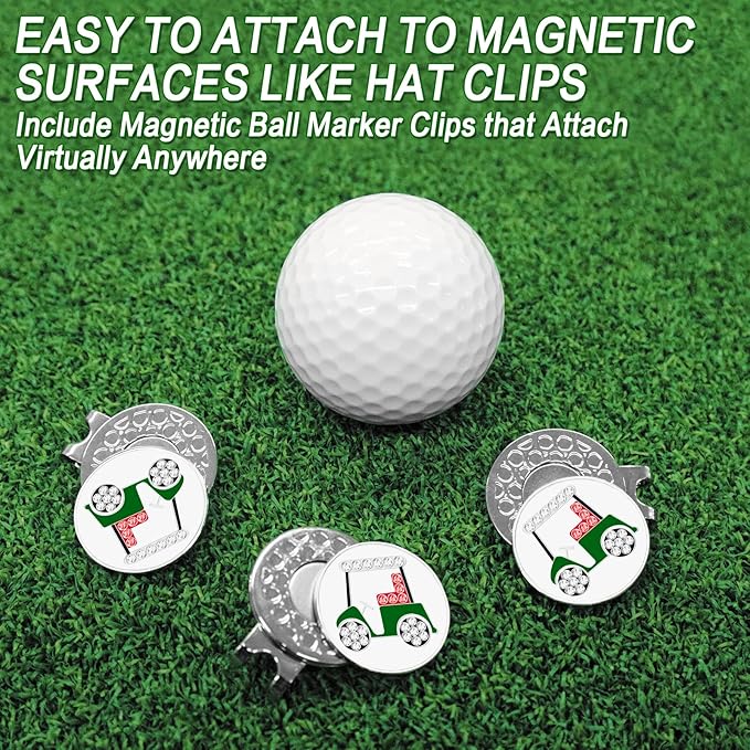 FINGER TEN Golf Ball Marker with Hat Clip Markers Assorted Patterns Value Gift Set Mark Golf Divot Tool Accessories for Men Women Kids