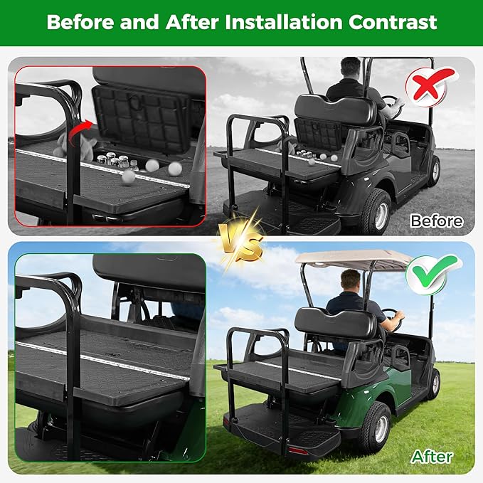 10L0L Universal Golf Cart Rear Seat Storage Compartment Lock Kit - Heavy-Duty Stainless Steel Mounting Bracket & Anti-Theft Lock Head for Yamaha/EZGO/Club Car Precedent/Tempo/Onward