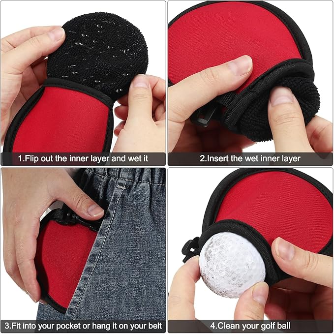 PATIKIL Golf Ball Washer Pouch, Portable Golf Balls Cleaner Pocket Bag with Hanging Clip for Men Golf