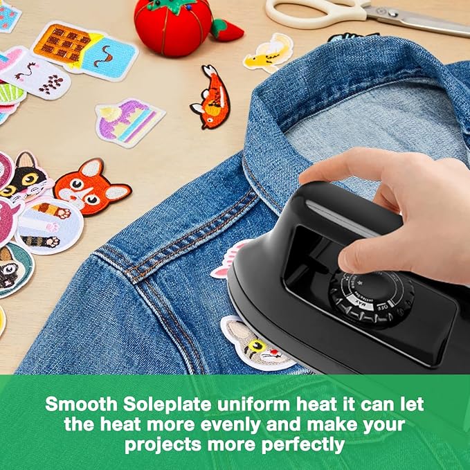 Mini Iron for Crafts and Quilting - Travel and Household Electric Heat Press Machine for Sewing Supplies (Black)