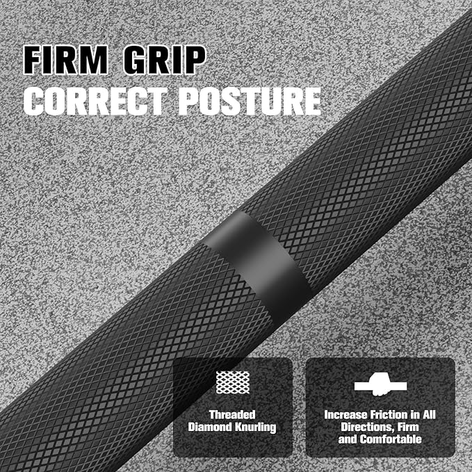RITFIT 7FT Olympic Barbell for Strength and Weightlifting Training - 2 Inch Olympic Bar for Squat, Deadlift, Bench Press, Curl, Overhead Press - 500lbs/1000lbs/1500lbs Capacity