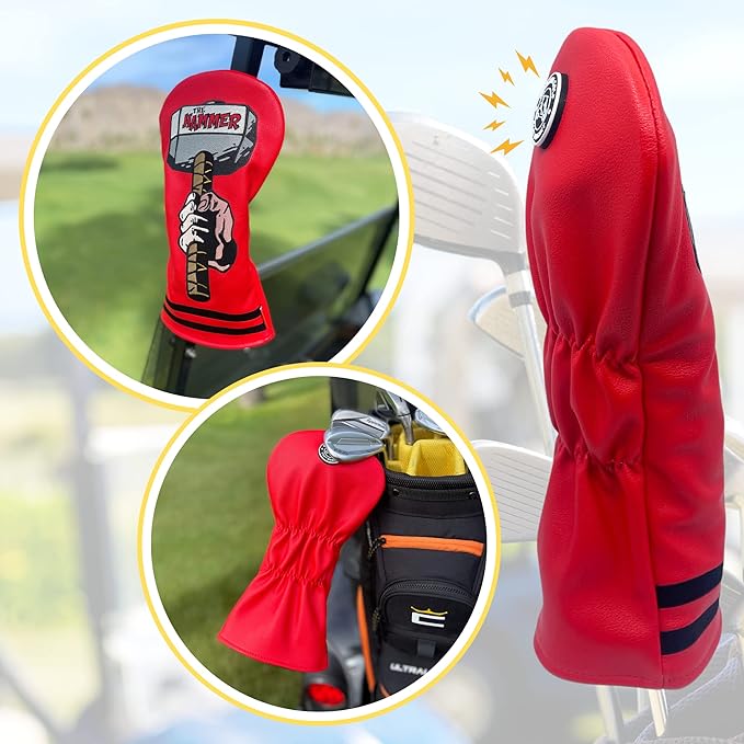 Funny Golf Club Covers The Hammer Driver Headcover and Little Hammer Fairway Wood Head Covers, Golf Accessories for Men, Golfer Gifts for Men, Golf Head Covers for Dad